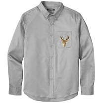 Men's BUCK DEER PATCH Twill Shirt with Pocket, 4XL Gusty Grey