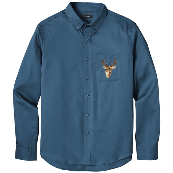 Men's BUCK DEER PATCH Twill Shirt with Pocket, 4XL Regatta Blue