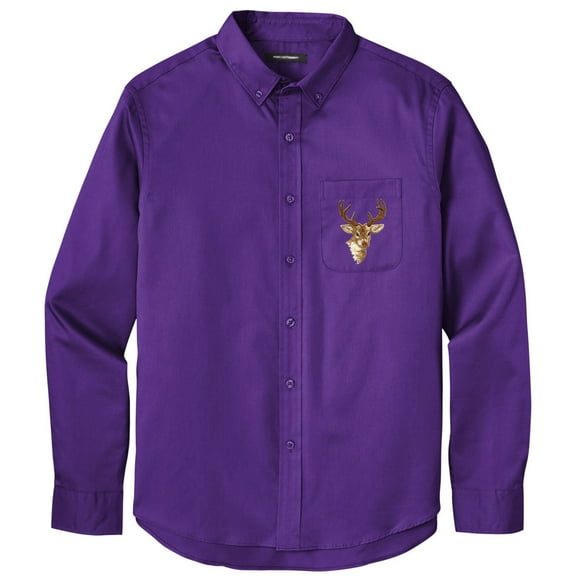 Men's BUCK DEER PATCH Twill Shirt with Pocket, XL Purple