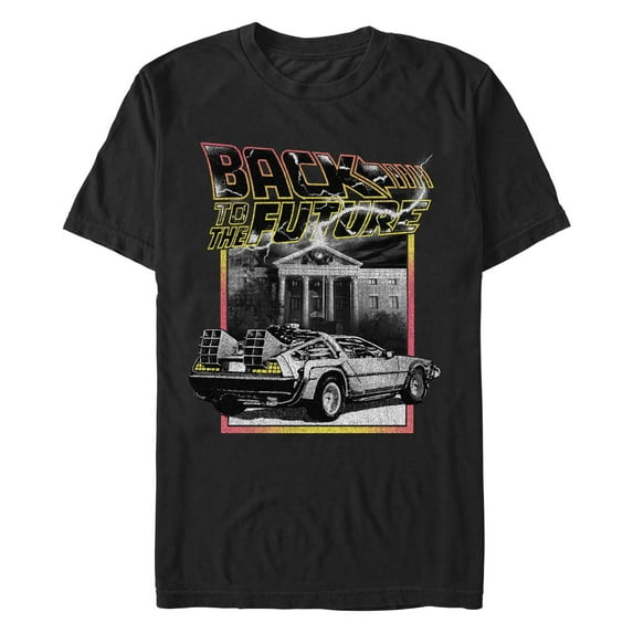 Men's Back to the Future Black and White Scene Graphic T-Shirt