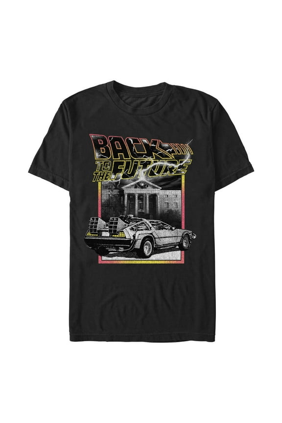 Men's Back to the Future Black and White Scene Graphic T-Shirt