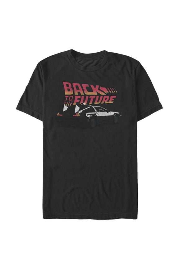 Men's Back to the Future DeLorean Cartoon Graphic Tee Black 3X Large