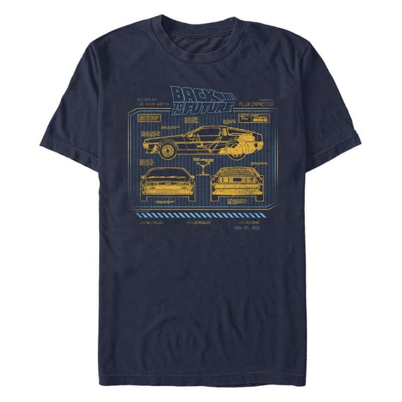 Men's Back to the Future DeLorean Schematic  Graphic T-Shirt