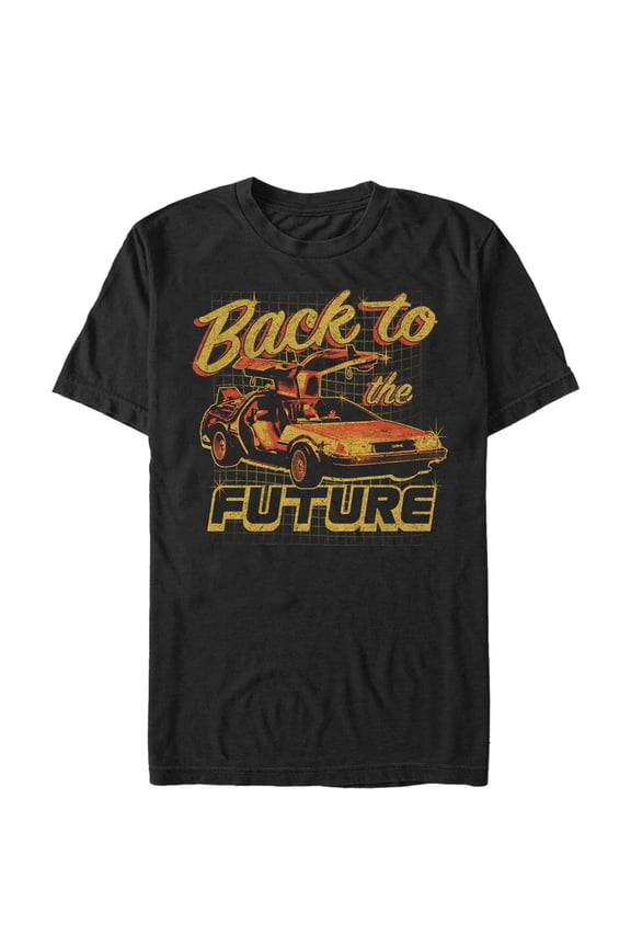 Men's Back to the Future DeLorean Schematic Print  Graphic Tee Black 2X Large