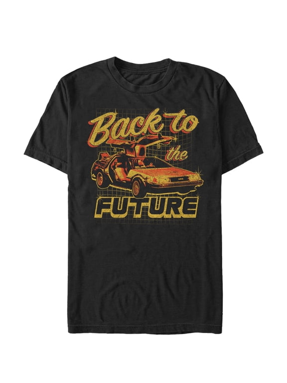 Men's Back to the Future DeLorean Schematic Print Graphic Tee Black 5X Large