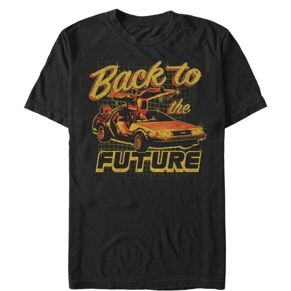Men's Back to the Future DeLorean Schematic Print Graphic Tee Black Small