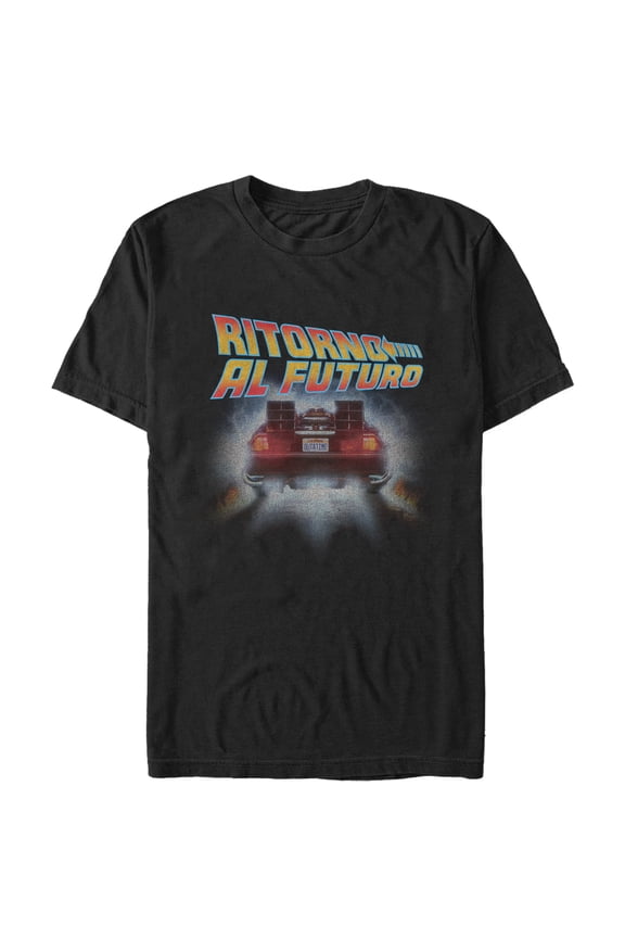 Men's Back to the Future Italian Poster  Graphic Tee Black Large