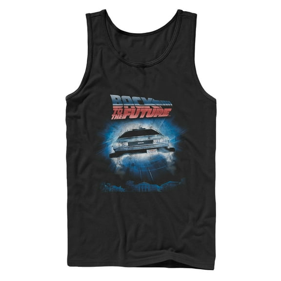 Men's Back to the Future Retro DeLorean Poster  Tank Top Black 2X Large