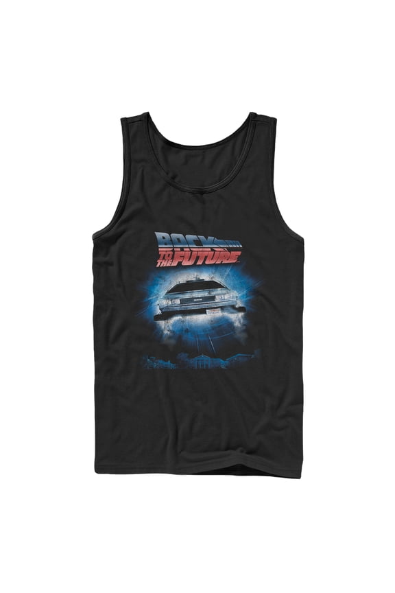 Men's Back to the Future Retro DeLorean Poster Tank Top Black X Large