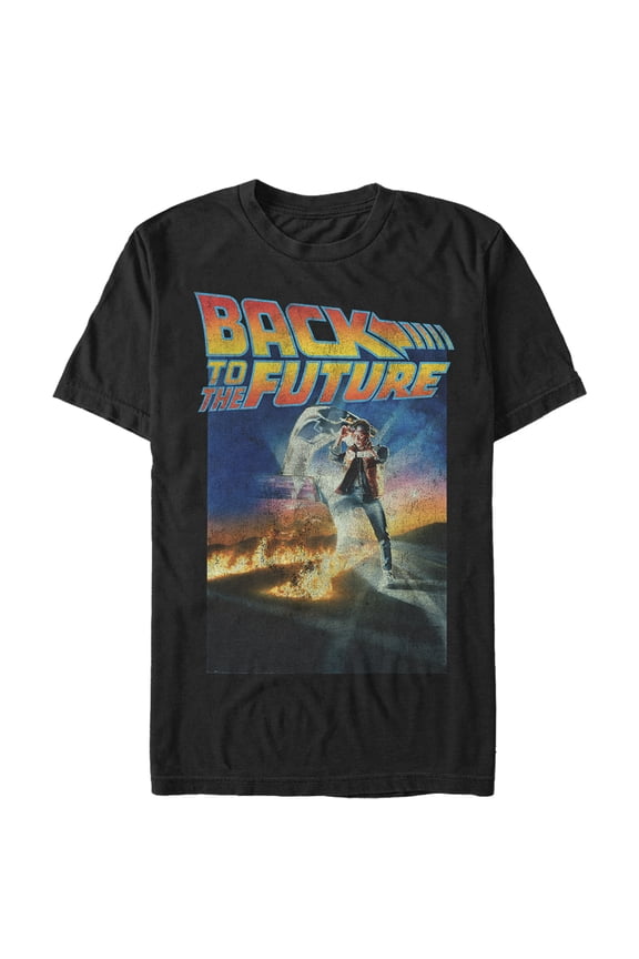 Men's Back to the Future Retro Marty McFly Poster  Graphic Tee Black Large