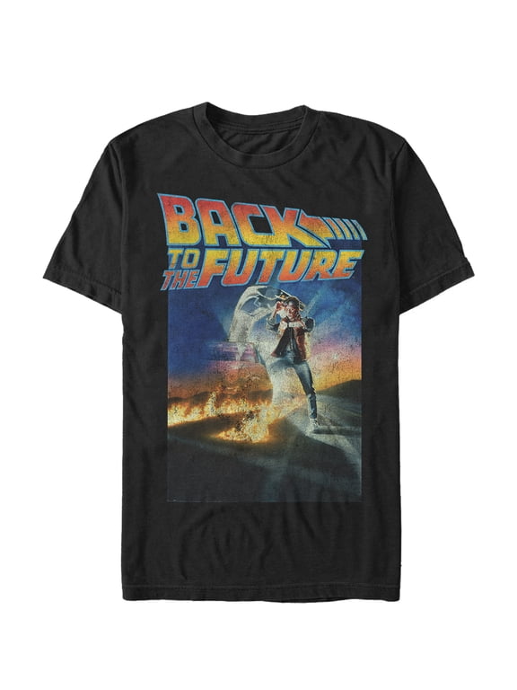 Men's Back to the Future Retro Marty McFly Poster Graphic Tee Black Large