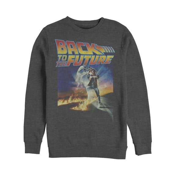 Men's Back to the Future Retro Marty McFly Poster Sweatshirt Charcoal Heather Small