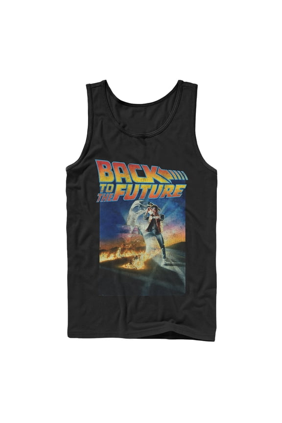 Men's Back to the Future Retro Marty McFly Poster Tank Top Black Large