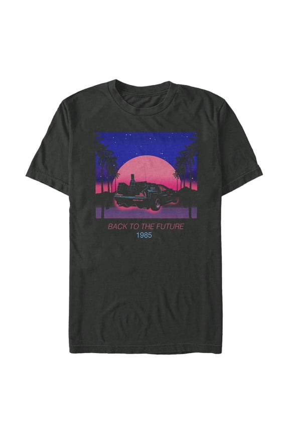 Men's Back to the Future Retro Sunset Graphic Tee Black 2X Large