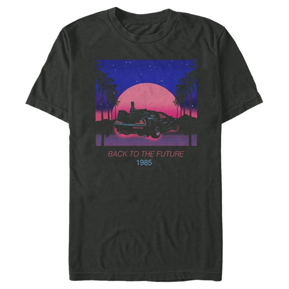 Men's Back to the Future Retro Sunset  Graphic Tee Black 3X Large
