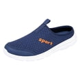 thumbnail image 1 of Men's Backless Slip On Sneakers Walking Shoes Lightweight Close Toes Sandals with Arch Support Breathable Canvas Clogs Blue Size 10, 1 of 6