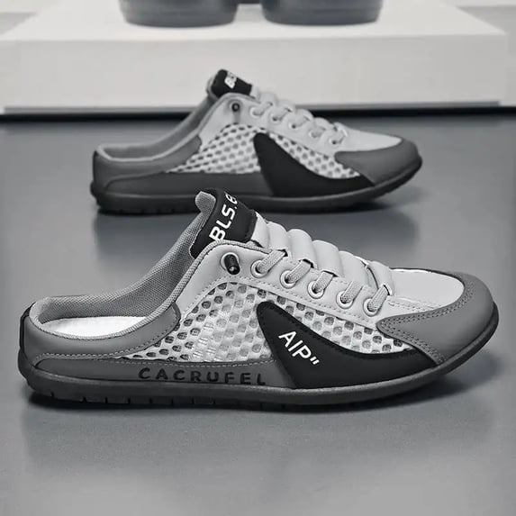 Men's Backless Slip On Sneakers Wide Toe Casual Mules Breathable Outdoor Daily Footwear