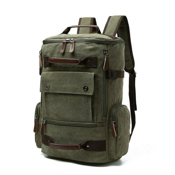 Men's Backpack Vintage Canvas Backpack School Bag Men's Travel Bags Large Capacity Backpack Laptop Backpack Bag High Qualit (Green)