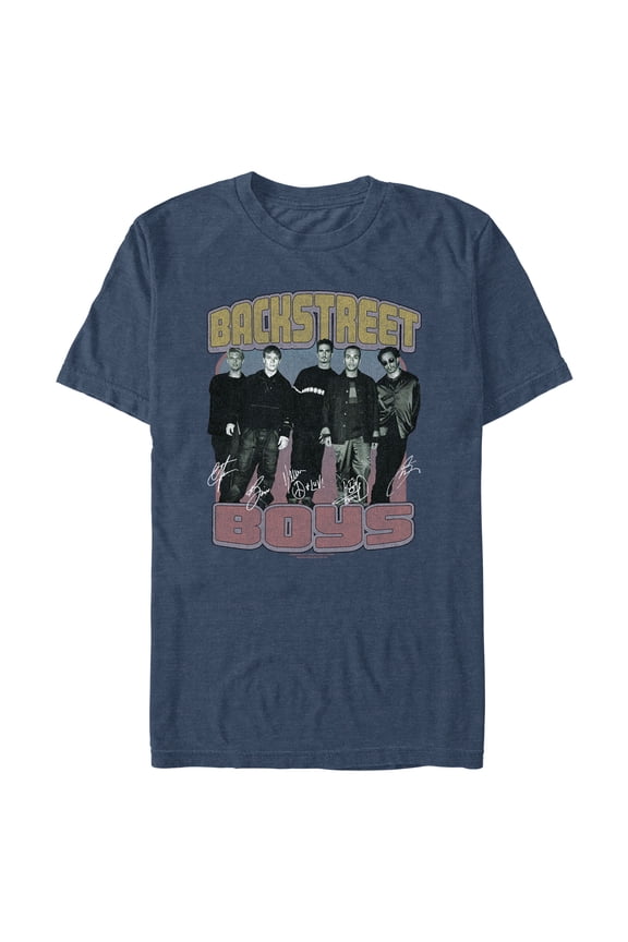 Men's Backstreet Boys Group Signatures Distressed Graphic T-Shirt