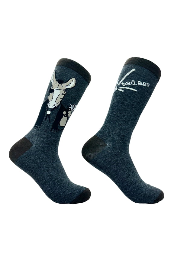 Men's Bad Ass Socks Funny Donkey Jackass Gun Shooting Novelty Footwear