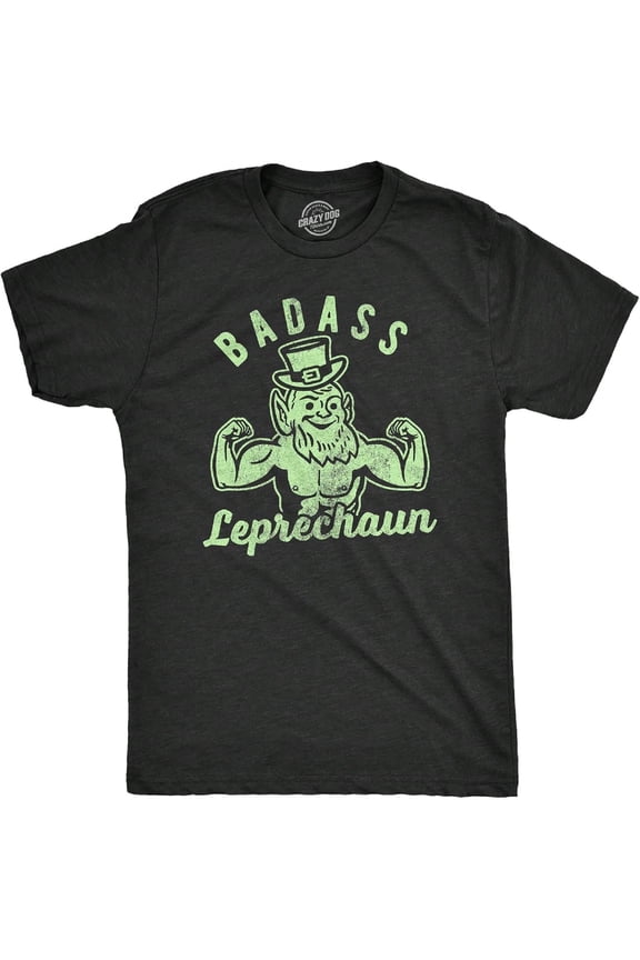 Men's Badass Leprechaun Graphic T-Shirt Funny St. Patrick's Day Muscle Tee Black