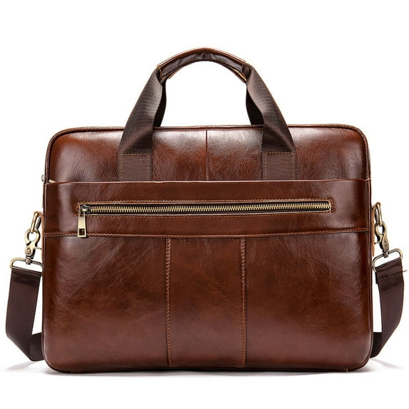 Men's Bag Genuine Leather Men Briefcase for Laptop 14 Messenger Men's Leather Bag Business Portfolio for Document A4 7022 (b02)