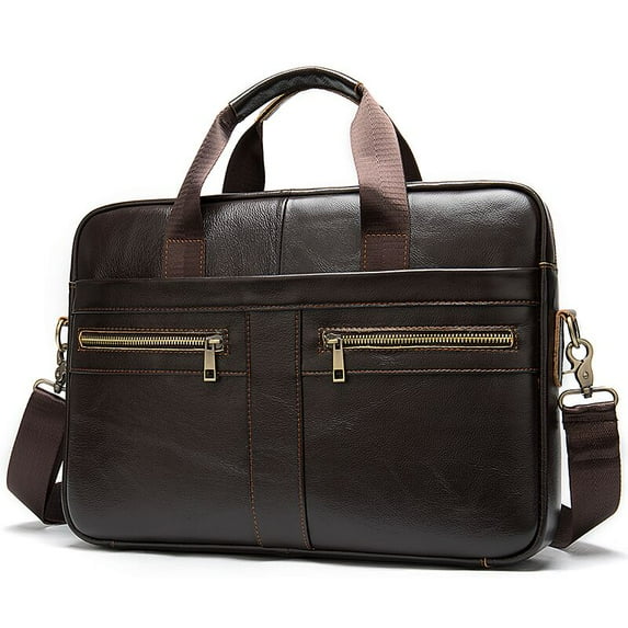 Men's Bag Genuine Leather Men Briefcase for Laptop 14 Messenger Men's Leather Bag Business Portfolio for Document A4 7022 (c02)