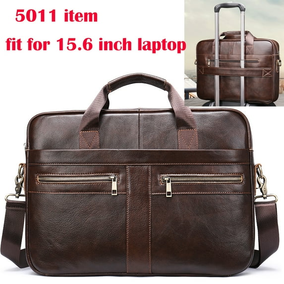 Men's Bag Genuine Leather Men Briefcase for Laptop 14 Messenger Men's Leather Bag Business Portfolio for Document A4 7022 (f01)