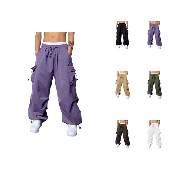 Men's Baggy Cargo Pants 2026 Casual Drawstring Elastic Waist Loose Fit Parachute Pants Harem Joggers with Pockets Streetwear