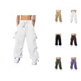 thumbnail image 1 of Men's Baggy Cargo Pants 2026 Trendy Elastic Waist Drawstring Loose Fit Parachute Pants with Pockets Harem Joggers Streetwear, 1 of 7