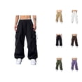 thumbnail image 1 of Men's Baggy Cargo Pants 2026 Trendy Elastic Waist Drawstring Loose Fit Parachute Pants with Pockets Harem Joggers Streetwear, 1 of 9