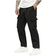 thumbnail image 1 of Men's Baggy Cargo Pants Casual Loose Fit Elastic Waist Cotton Twill Cargo Pants Black XXXL, 1 of 7