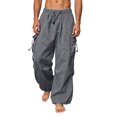 thumbnail image 1 of Men's Baggy Cargo Pants Loose Fit Drawstring Parachute Pants Mens Summer Pants Dark Gray M, 1 of 6