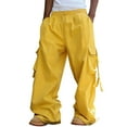 thumbnail image 1 of Men's Baggy Cargo Pants Wide Leg Parachute Pants with Pocket Streetwear - Stylish for Urban Fashion with Loose Fit and Modern Aesthetic,Fluorescence Yellow,XL, 1 of 5