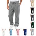 thumbnail image 1 of Men's Baggy Cargo Sweatpants Straight Wide Leg Open Bottom Drawstring Elastic Waist Cargo pants Workout Athletic Joggers Sweat Pants with pockets Dark Gray 3XL, 1 of 8