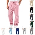 thumbnail image 1 of Men's Baggy Cargo Sweatpants Straight Wide Leg Open Bottom Drawstring Elastic Waist Cargo pants Workout Athletic Joggers Sweat Pants with pockets Pink XL, 1 of 9