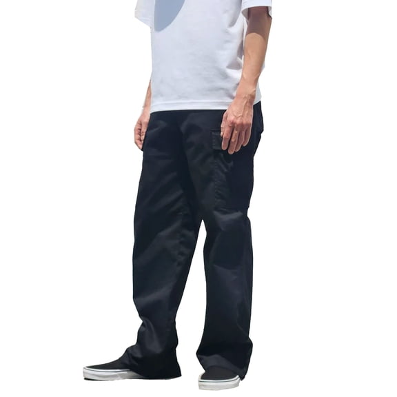 Men's Baggy Classic Utility Twill Workwear Multi Pocket Cargo Pants (Black, 28W x 30L)