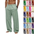 thumbnail image 1 of Men's Baggy Fleece Sweatpants Wide Leg Casual Elastic Drawstring Waist Trousers Loose Lounge Joggers Pant with Pockets Mint Green 3XL, 1 of 5