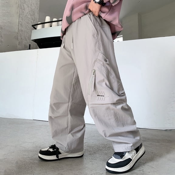 Men's Baggy Hop Jeans Wide Leg Skater Denim Pants Casual Loose Fit Long Trousers Streetwear