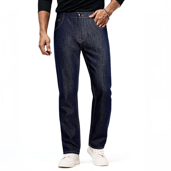 Men's Baggy Jeans Casual Straight Leg Elastic Waist Denim Pants Fashion Relaxed Fit Skateboard Pants