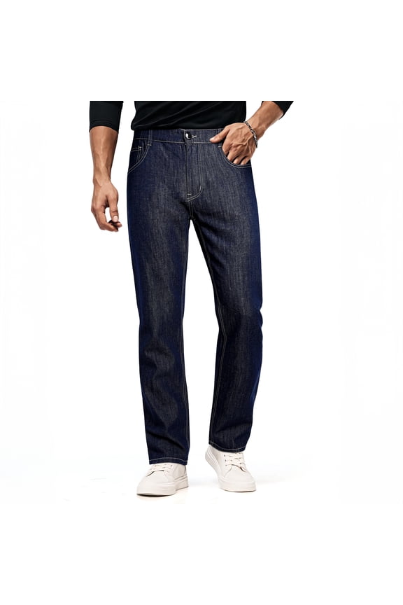 【Stretch Straight Leg · Dark Indigo Wash】Men's Business Casual Jeans Comfortable Durable Daily Commute Pants