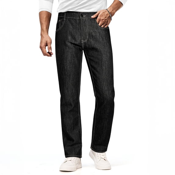 Men's Baggy Jeans Casual Straight Leg Elastic Waist Denim Pants Fashion Relaxed Fit Skateboard Pants