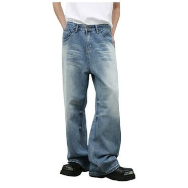 Men's Baggy Jeans Loose Fit Y2k Skater Denim Pants Casual Vintage Straight Leg Hop Trousers