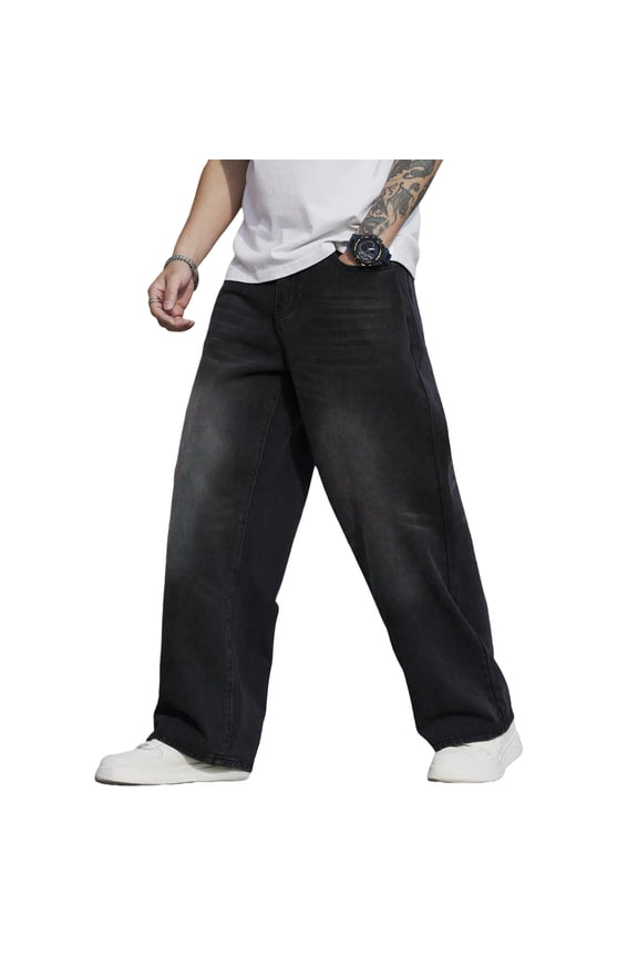 Men's Baggy Jeans Wide Leg Casual Loose Fit Y2K Vintage Denim Jeans Streetwear