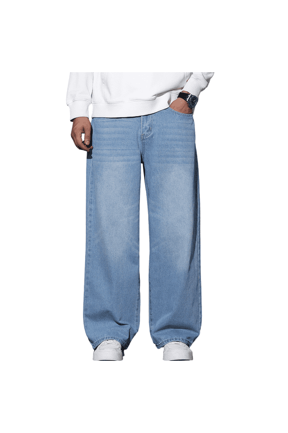Men's Baggy Jeans Wide Leg Casual Loose Fit Y2K Vintage Denim Jeans Streetwear