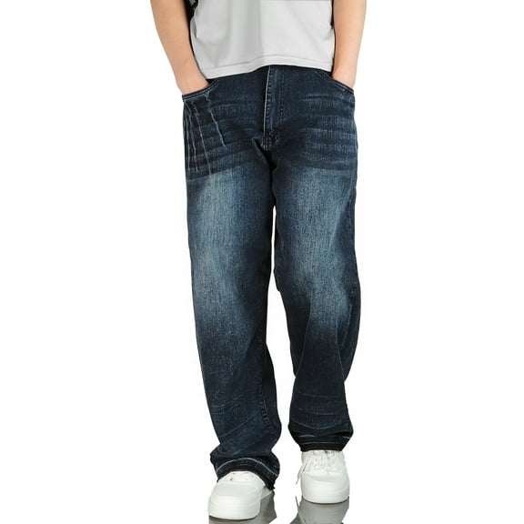 Men's Baggy Jeans Y2k Hip Hop Jeans Wide Leg Skater Denim Pants Casual Loose Fit Long Skateboard Trousers Streetwear