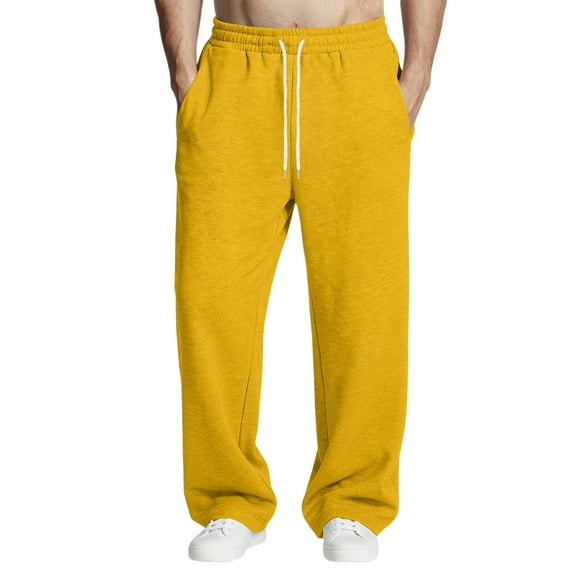 Men's Baggy Pants Elastic Drawstring Waist Wide-Leg Pants Workout Pants with Pockets
