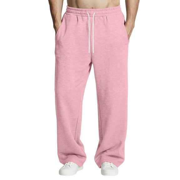Men's Baggy Pants Elastic Drawstring Waist Wide-Leg Pants Workout Pants with Pockets