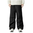 thumbnail image 1 of Men's Baggy Pants Straight Baggy Wide Leg Stretch Elastic Waist Drawstring Relaxed Fit Outdoor Running Trousers, 1 of 7