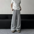 thumbnail image 1 of Men's Baggy Pants Wide Leg Drawstring Waist Loose Sweatpants with Pockets,Grey XL, 1 of 8